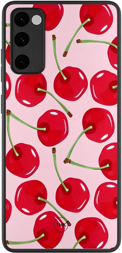 Hoesje geschikt voor Samsung Galaxy S20 FE - Sweet cherry - Roze - TPU case - Print - Hardcase zwart telefoonhoesje