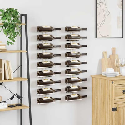 vidaXL - Wijnrekken - 2 - st - wandmontage - voor - 9 - flessen - ijzer - wit