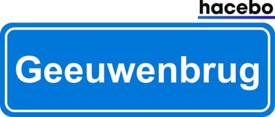 Hacebo - Plaatsnaam Sticker - 29x10 CM - Geeuwenbrug sticker - Verkeersborden sticker - grappige cadeaus - Geeuwenbrug