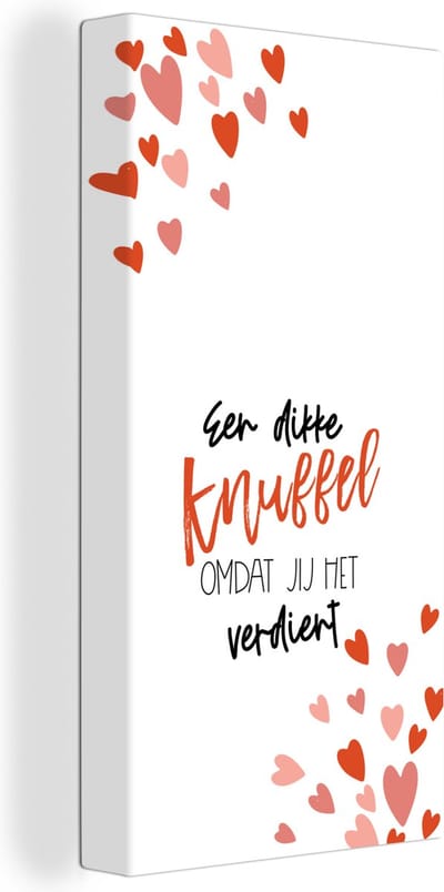 Canvas Schilderij Get well soon - Quotes - Knuffel - 20x40 cm - Wanddecoratie