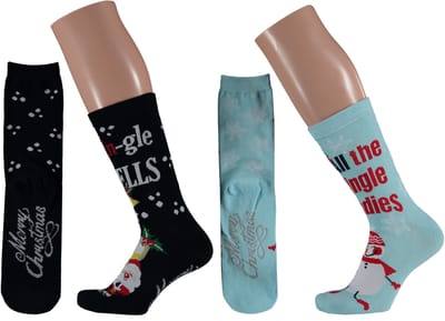 Dames kerstsok 2-Pak - 36/41 / Licht/donker blauw