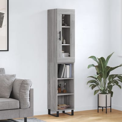 vidaXL - Hoge - kast - 34,5x34x180 - cm - bewerkt - hout - grijs - sonoma - eikenkleurig