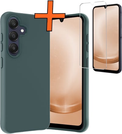 Hoes - Met Screenprotector - Geschikt voor Samsung Galaxy A26 - Sterk & Shockproof - Back Cover - Siliconen Case - Telefoon Hoes - Donkergroen