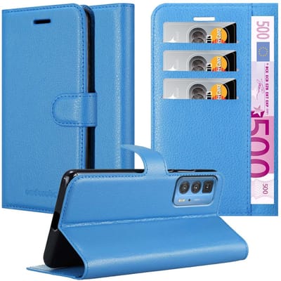 Cadorabo Hoesje geschikt voor Motorola EDGE 20 PRO / EDGE S PRO in PASTEL BLAUW - Beschermhoes met magnetische sluiting, standfunctie en kaartvakje Book Case Cover Etui