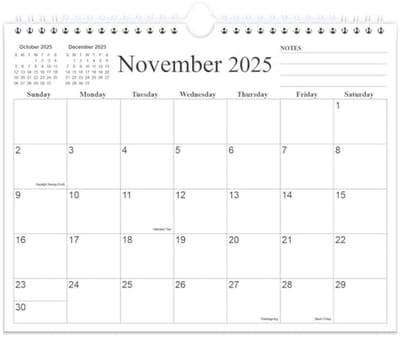 Muurkalender 2024 - Januari tot December 2024, 21,5 x 29 cm, Dikke Papieren Kalender
