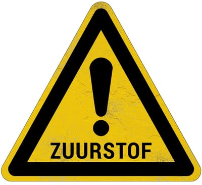 Zuurstof waarschuwingsbord | Sign Again materiaal | 15 cm