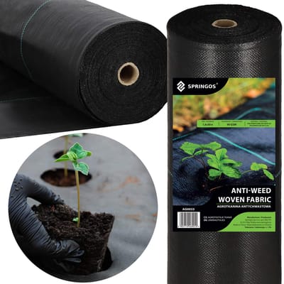 Springos Worteldoek - Anti -Onkruid - Beschermfolie - 90g - 1,6X50M - Zwart