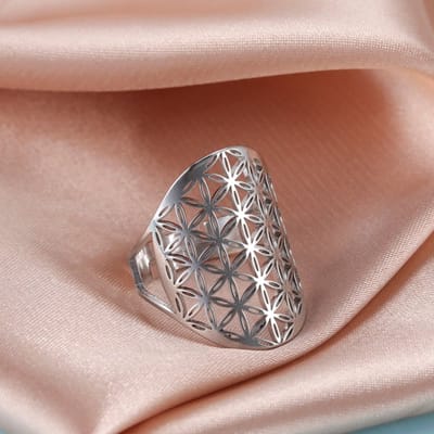 Ring - Bloem des levens - Verstelbaar - Dames - Stainless steel