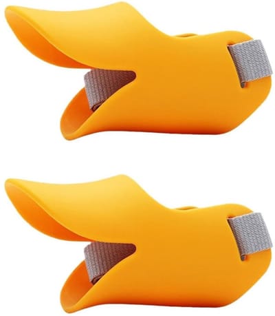 2-stuks Siliconen eendenbek - Hondenmuilkorf - Anti-bijtmuilkorf - Maat L - Mondomtrek 17 cm - Verstelbaar gespontwerp - Anti-bijt en anti-blaf - Anti-eten - Ademend - Geschikt voor honden van 17-25 jaar - Oranje