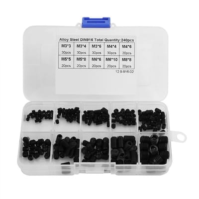 Dailygoods- Inbusschroevenset 240-delig - Roestvrij Stalen Schroeven - Gelegeerd Staal - Zeskantschroef - DIN916 M3-M8 - Corrosiebestendig