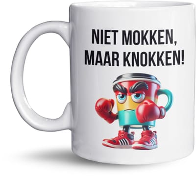 NietMokken.nl - Niet Mokken, Maar Knokken Mok - Grappige Koffiemok - Cadeau voor Boksfans en Doorzetters - 325ml - Vaatwasser- en Magnetronbestendig - Keramische tas 11oz