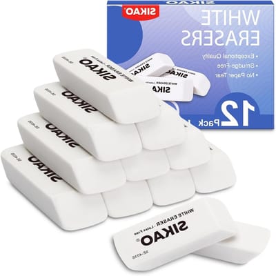 Potloodgummen 12 stuks - witte gummen - zachte kwaliteit - ideaal voor school en werk - ShopVlot