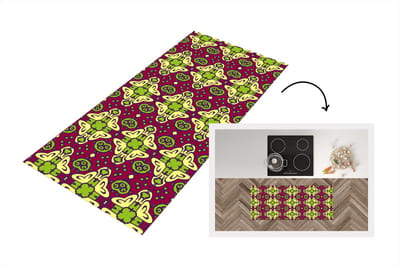 Keukenloper - Loper keuken - Patroon - Versiering - Groen - 120x50 cm - Keukenloper vinyl