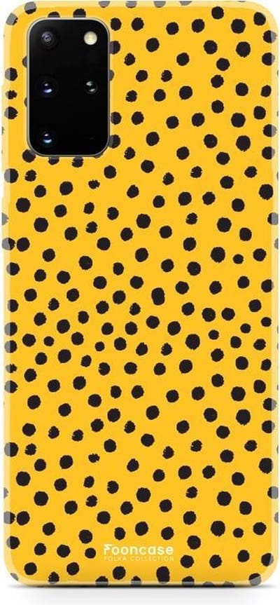 Fooncase Hoesje Geschikt voor Samsung Galaxy S20 Plus - Shockproof Case - Back Cover / Soft Case - POLKA / Stipjes / Stippen / Oker Geel