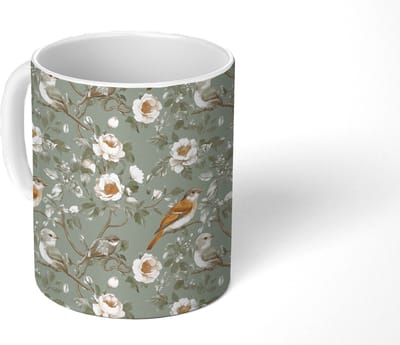 Mok - Koffiemok - Roze - Vogels - Kleurrijk - Mokken - 350 ML - Beker - Koffiemokken - Theemok