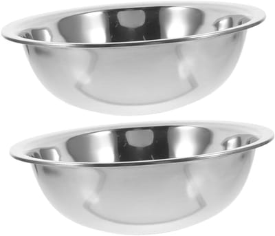 Wasbak Set - Voetenbad Kom - Gezicht Reinigen - Roestvrij Staal - 2 Stuks - Zilver
