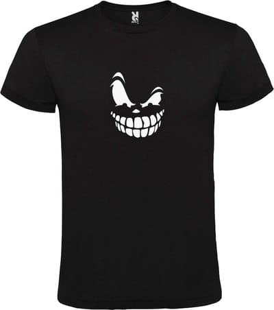 Zwart T-Shirt met “ Halloween Spooky Face “ afbeelding Wit Size XXXXL
