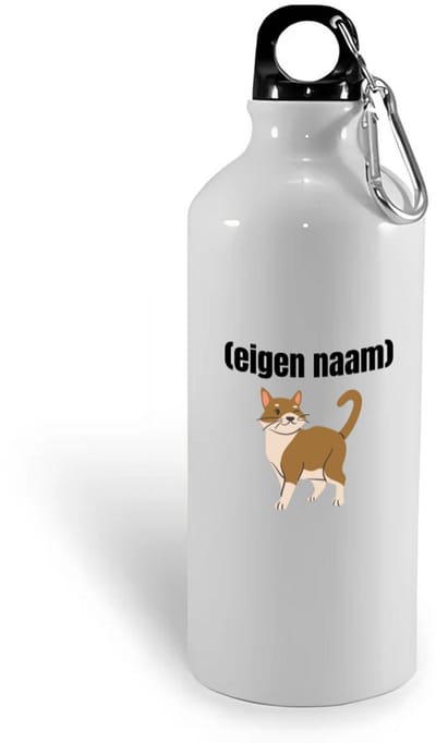 Hacebo® - kat met eigen naam waterfles - Katten - katten liefhebbers - iemand die houdt van katten - verjaardag - cadeau - kado - water fles - 400ML