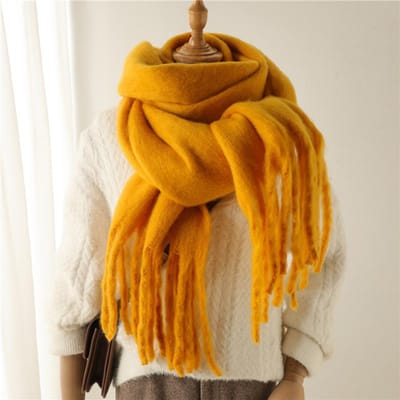 Mohair Regenboog Winter Mode Ontwerp Dames Dekenschal Luxe Verdikken Warme Sjaals Kwast Neckerchief Kasjmier Sjaals brown