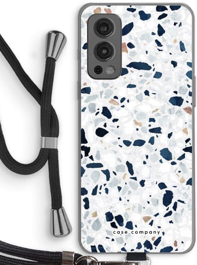 Case Company® - Hoesje met koord geschikt voor OnePlus Nord 2 5G hoesje met Koord - Terrazzo N°1 - Telefoonhoesje met Zwart Koord - Bescherming aan alle Kanten en Over de Schermrand