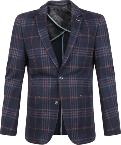 Suitable Respect Colbert Montreal Ruit Flex Donkerblauw - Maat 48 - Heren blazer