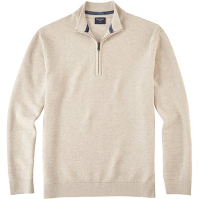 OLYMP modern fit schipperstrui katoen - structuur - korte rits - beige
