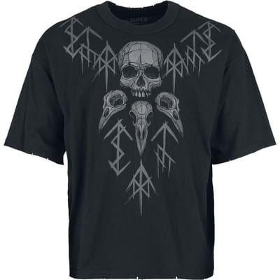 Black Premium by EMP Oversized T-shirt - Beaks, Claws & Skulls printed Oversized T-Shirt with destroyed effects - M tot XL - voor Mannen - zwart