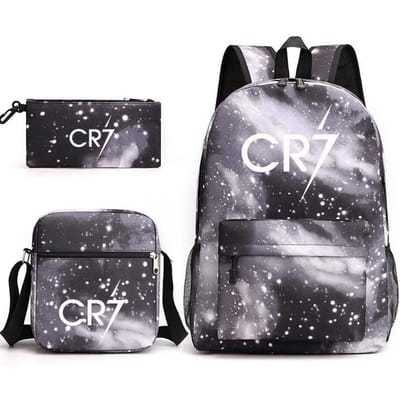 Grote schooltas met schouderband; studenten etui set van drie delen Cristiano ronaldo backpack