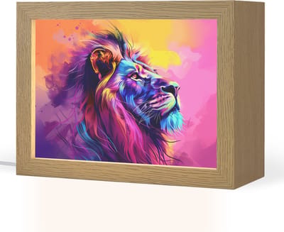 Nachtlampje 20x15 cm - Kinder lampje - Leeuw - Verf- Kleuren - Dier - Tafellamp kinderkamer - Slaapkamer lamp - Bedlamp kinderen - Kinderlampje stopcontact - Wandlamp babykamer - Nachtlampjes