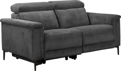 Lund - 2Zits bank met 1 elektrische relaxfauteuil in stof antraciet