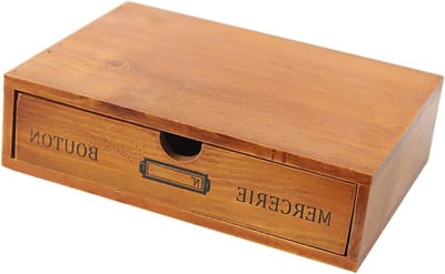 Vintage Houten Lade Opbergdoos voor Bureau - Ideaal voor Organisatie en Decoratie van Werkruimte