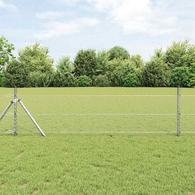 vidaXL - zeshoekig - gaashek - met - grondbevestiging - 10 - x - 0,4 - m - zilver - Mesh