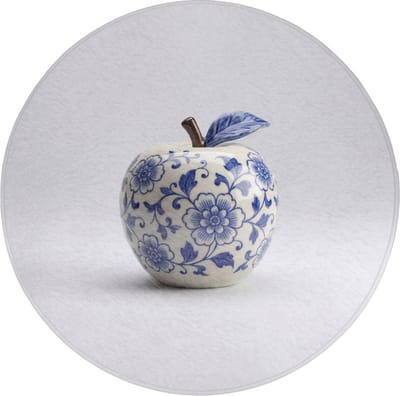 WC mat rond 70x70 cm - Antislip - Appel - Blauw - Klassiek - Toiletmat - Vloermat - Douchemat - Toilet tapijt - Toiletmatten