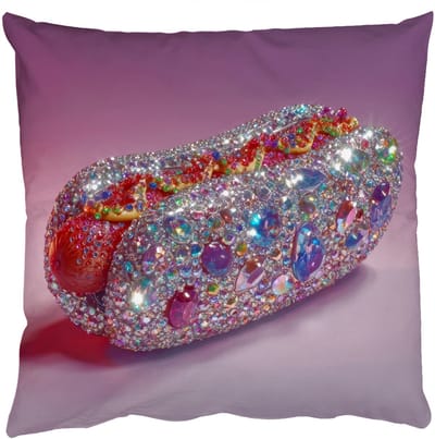 Sierkussens - Kussentjes Woonkamer - 50x50 cm - Hotdog - Steentjes - Glitters - Paars