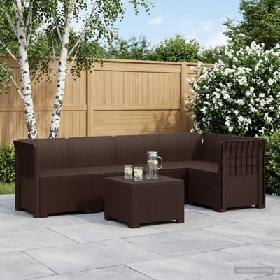 vidaXL - 5-Zits - Tuinbank - Rattanlook - PP - Bruin