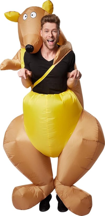 dressforfun - Zelfopblaasbaar berijdbaar kostuum kangoeroe - verkleedkleding kostuum halloween verkleden feestkleding carnavalskleding carnaval feestkledij partykleding - 301326