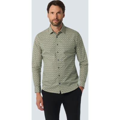 No Excess Shirt Stretch Allover Printed Night Maat: XXL | Casual Overhemden Outlet | Heren | Groen