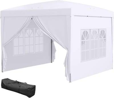 Pop-up Paviljoen - Feesttent Tuin - Buitenfeesten Organiseren - Met Afneembare Wanden - 3x3 Meter - Wit