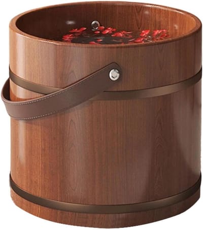 Houten voetenbad - Massage emmer - Ontspannend bad - Ergonomische handvatten - 25 x 31 cm - Natuurlijk hout