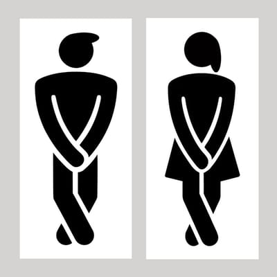Toilet WC-bordjes – SET dames- en herentoilet –pictogrambord – zelfklevend – 6,5 × 13 cm – 3D-geprint – zwart/wit