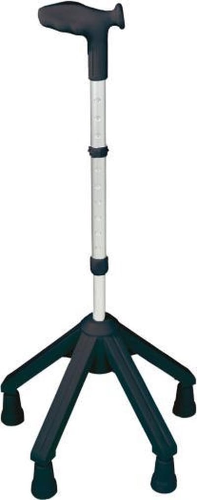 Rebotec Vierpoot Wandelstok Links Zwart