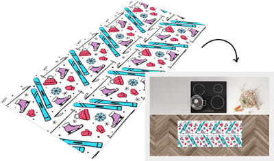 Keukenloper - Loper keuken - Wintersport - Patronen - Schaatsen - 120x50 cm - Keukenloper vinyl