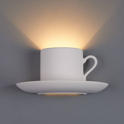 Lindby - Wandlamp - 1licht - Gips, metaal - H: 14 cm - G9 - wit