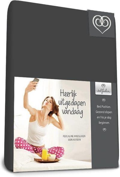 Bed-Fashion katoenen hoeslaken Antraciet - 90 x 200 cm - Antraciet