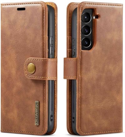 DG.MING Hoesje - Geschikt voor Samsung Galaxy S23 Hoesje - DG.MING 2-in-1 Book Case & Back Cover - Bruin