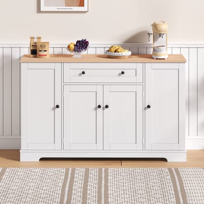 MODFU Koken Buffet 138 cm met Lades, Deuren en Verstelbare Planken – Modern Design met Kipbeveiliging, Ideaal voor Keuken, Woonkamer & Slaapkamer