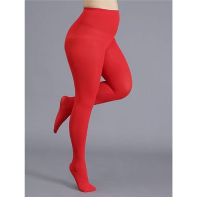 1 Paar Rode Dunne Ondoorzichtige Panty's voor Vrouwen Rekbare Hoge Taille Panty Kousen Dames Panty's L red