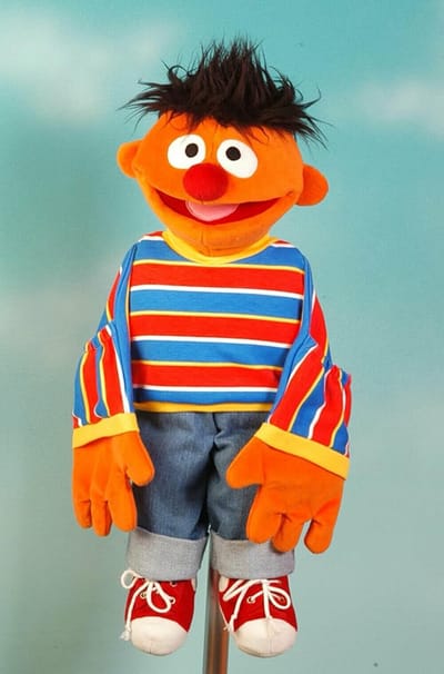Handpop Ernie - Pluche Vriend - Kinderspel - Uniek Karakter Ontwerp - 45 cm Hoog - Multicolor