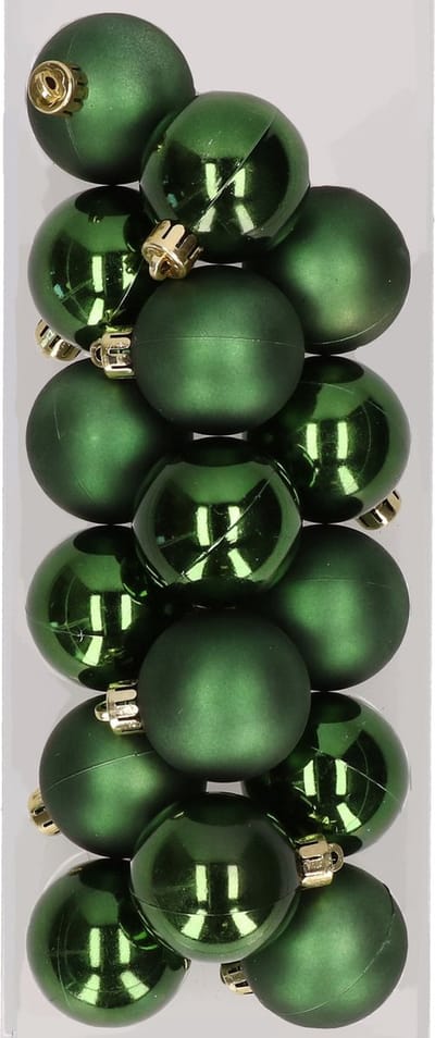 16x stuks kunststof kerstballen dennengroen 4 cm - Onbreekbare plastic kerstballen - Kerstboomversiering