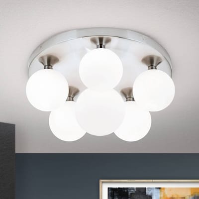 ORION Plafondlamp Snowwhite, baldakijn Ø 36 cm, nikkel
